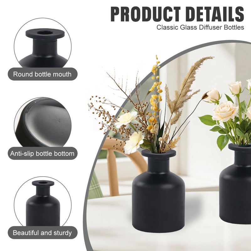 SYBL 150ml/5oz Glass Diffuser Bottles Boston Round Aroma Bottles Diffusers Vase Fragrance Accessories Use for DIY Replacement Diffuser Sets Craft Projects Wedding Party(Black) - Image 4